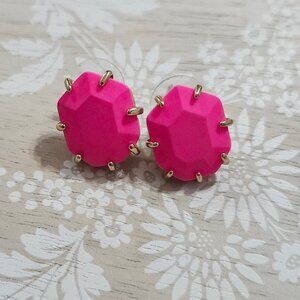 Kendra Scott Neon Pink Morgan Gold Stud Earrings